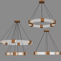 Modern Elegant Chandeliers with Circular Gold Metal Frame and Transparent Lighting Elements 3d model