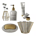 Bathroom Daily Washing Products With Hand Soap Towels And Skincare