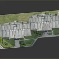 Multi Story Apartment Building With Red Beige Exterior Windows Balconies And Green Shrubs