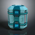 Futuristic Storage Unit with Hexagonal Structure Blue Teal LED Lights and Compartments 3d model