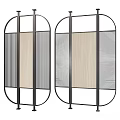 Modern Room Dividers With Black Metal Frame And Wooden Striped Panels