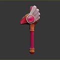 Pink And Orange Fantasy Magic Wand With Star Shape And Wing Decorations