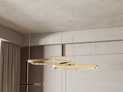 Modern Gold Ring Chandelier Design For Sleek Contemporary Dining Area Interior 3d model
