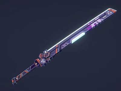 Futuristic Sci Fi Sword With Neon Glowing Blade And Mechanical Handle Design 3d model