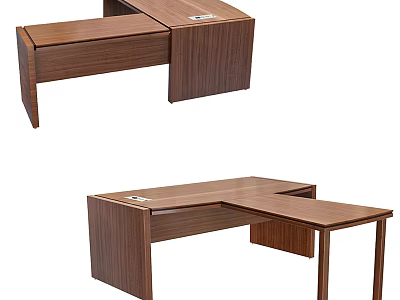 Wooden L Shaped Office Desk With Drawer And Spacious Desktop Workspace 3d model
