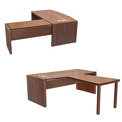 Wooden L Shaped Office Desk With Drawer And Spacious Desktop Workspace 3d model