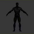 Futuristic Metallic Armored Humanoid Character Standing in Dark Gradient Background with Reflective Floor
