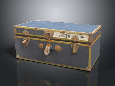 Vintage Suitcase Luggage With Classic Design Metal Locks And Blue Exterior For Daily Use 3d model