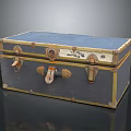 Vintage Suitcase Luggage With Classic Design Metal Locks And Blue Exterior For Daily Use