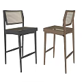 Modern Bar Stools With Woven Back Design In Dark And Light Wood Tones