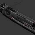 Futuristic Sci Fi Weapon With Metallic Body Blue Illumination Modular Design And Advanced Features