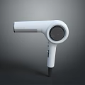 White Hair Dryer with Modern Sleek Design and Round Air Outlet