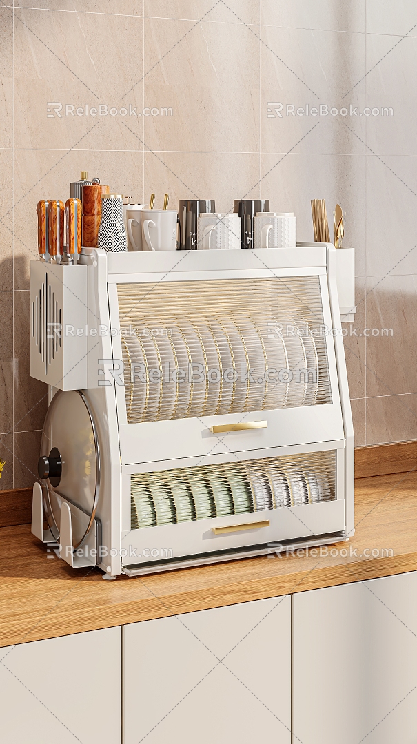 Storage Rack Kitchen Storage Rack Kitchen Appliances White Metal Cabinet Kitchen Ornaments Kitchen Utensils Coffee 3d model