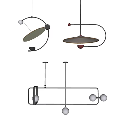 Modern Pendant Lights with Minimalist Design and Sleek Metal Structures for Home Interiors 3d model