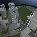 Modern High Rise Residential Building With Glass Curtain Wall And Cloudy Urban Sky