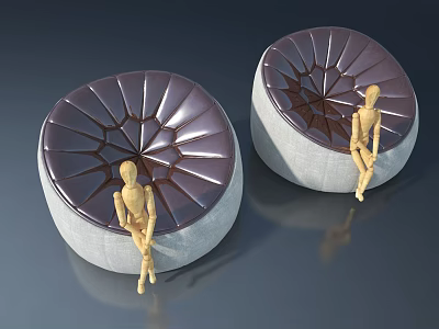 Round Pet Cabinet With Leather Surface And Light Gray Base For Storage 3d model