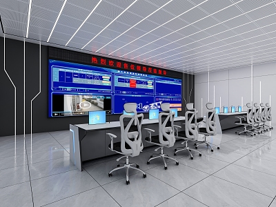 Monitoring room of dispatching room of modern command center 3d model