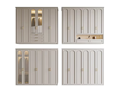 Modern Minimalist Wardrobe Design With Glass Door Drawer Metal Handle And Storage 3d model