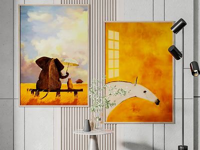 Modern Animal Painting Decorative Painting Combination model