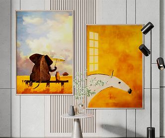 Modern Animal Painting Decorative Painting Combination 3d model