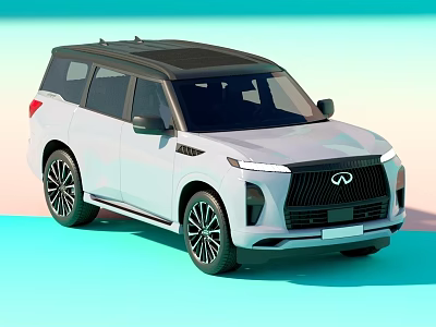 White Infiniti SUV with Black Roof Modern Exterior and Black Alloy Wheels 3d model