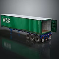 WSIC Green Container Trailer With Open Rear Door And Interior View 3d model