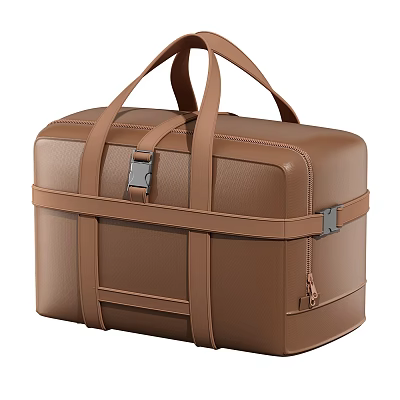 Brown Leather Duffle Bag With Adjustable Straps Fine Stitching And Metal Buckles 3d model