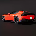 Red Sports Car With Sleek Aerodynamic Design And Black Alloy Wheels