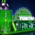 Tsingtao Photo Check in Spot With Green Beer Bottles Soccer Decoration And Starry Background Lighting