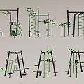 Outdoor Sports Equipment Collection Featuring Climbing Bars Parallel Bars And Exercise Racks
