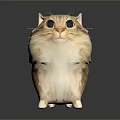 Cute Standing Cartoon Cat Game Movie Character With Big Eyes Light Brown White Fur