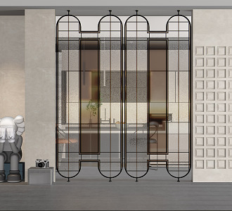 Modern partition glass screen partition 3d model