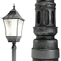 Public Outdoor Street Lamp and Wooden Bench as Essential Road Facilities