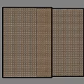 Woven Room Divider with Brown Grid Pattern and Black Border Design 3d model
