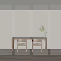 Colorful Gradient Wall Room With Wooden Table Two Chairs And Potted Plant
