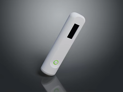 White Slim Computer USB Drive with Black Display Screen and Green Button 3d model