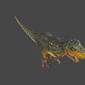 Low Poly Style Reptile T Rex With Open Mouth Sharp Teeth Brown Yellow Geometric Shapes