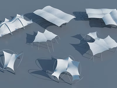 Tensile Membrane Multiple Architectural Structures With Different Shapes And Designs 3d model