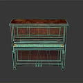 Vintage Red Upright Piano With Carved Wooden Decor For Home Living Space