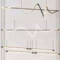 Modern Wave Design Chandelier With LED Light Strips And Metal Frame