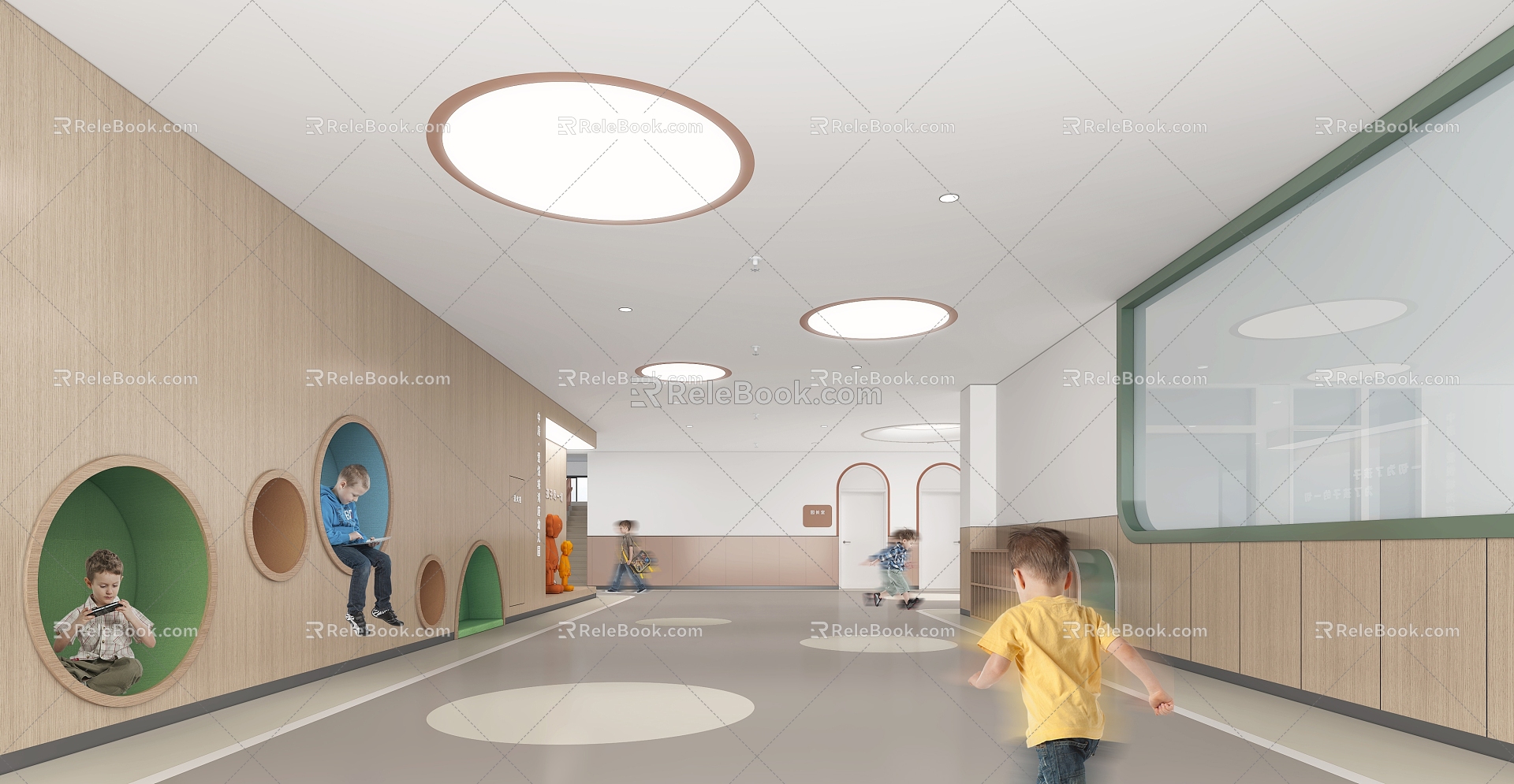 Kindergarten foyer corridor activity area model