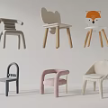 Various Colorful Children's Chairs With Animal Shaped Backs And Wooden Legs Design