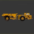 Rusty Yellow Mining Dump Truck with Large Wheels and Dark Background Reflection 3d model