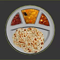 White Divided Plate With Naan Bread And Curry Sauce Compartments For Meals