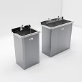 Two Stainless Steel Industrial Equipment With Faucets And Cabinets Sleek Design