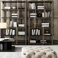 Modern bookshelf coffee table combination 3d model