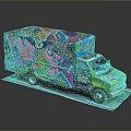 Colorful Graffiti Covered Truck Featuring Detailed Vibrant Art Design On Body