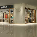 Elegant Jewelry Store Interior With Glass Display Cases Bright Lighting And Marble Decor