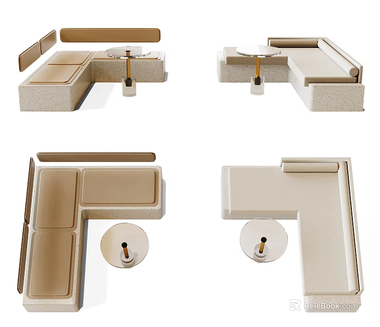 Modern Public Chair Design With Modular Structure And Various Angles 3d model