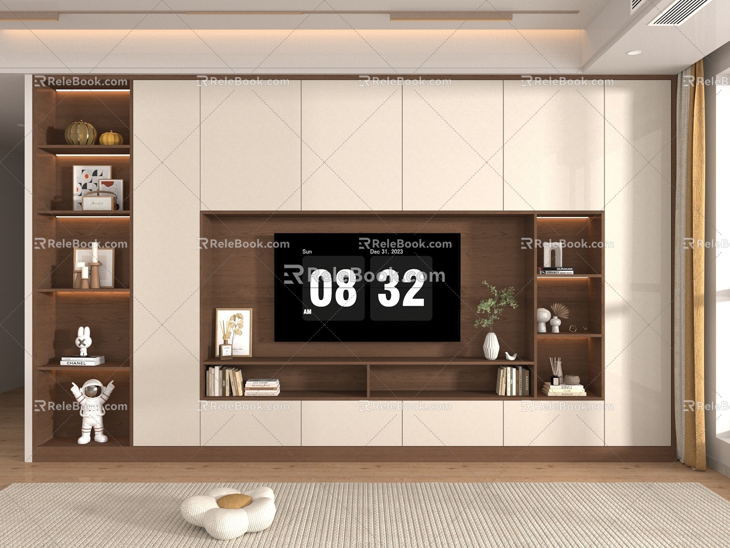 TV Background Wall Full Wall TV Cabinet TV Locker Accessories Ornaments TV Cabinet Combination model